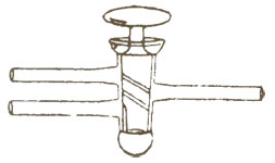 S61 Stopcocks High Vacuum Single Oblique Bore with Bulb Chamber and Mercury Seal Cup